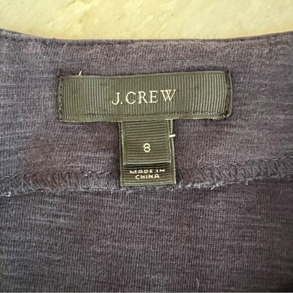 J. Crew Short Sleeve Navy Blue Stripe Panel Ponte Knit Shift Dress size 8 Cotton - Picture 5 of 8